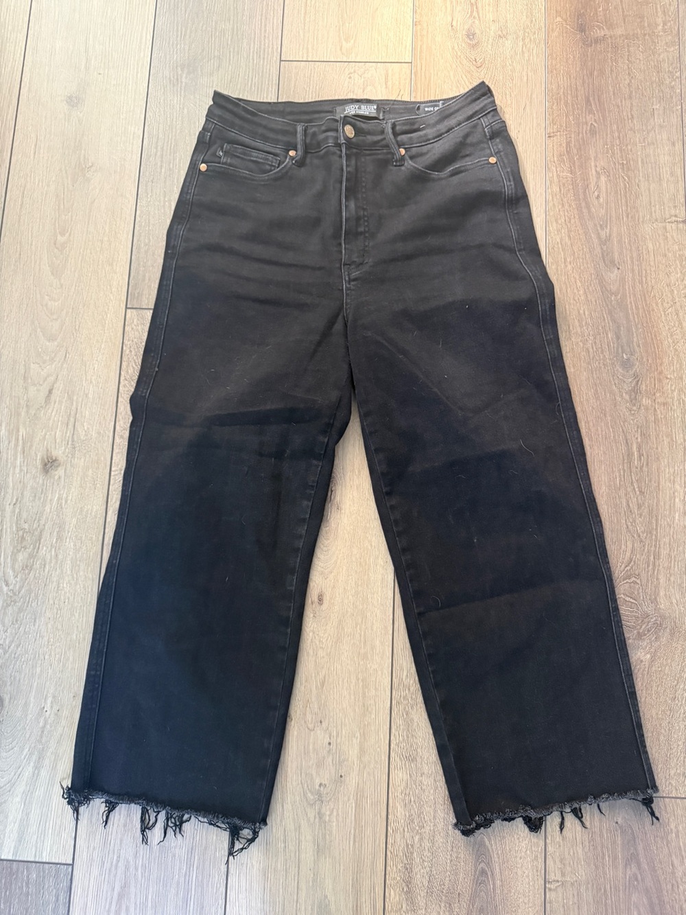 Judy Blue Black Wide Leg Raw Hem Jeans